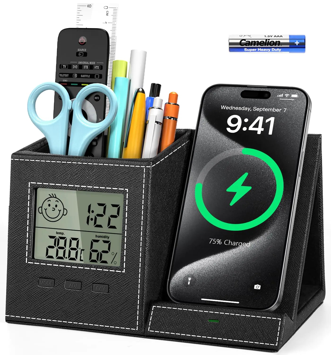 Elegant Desk Organizer with Wireless Charging