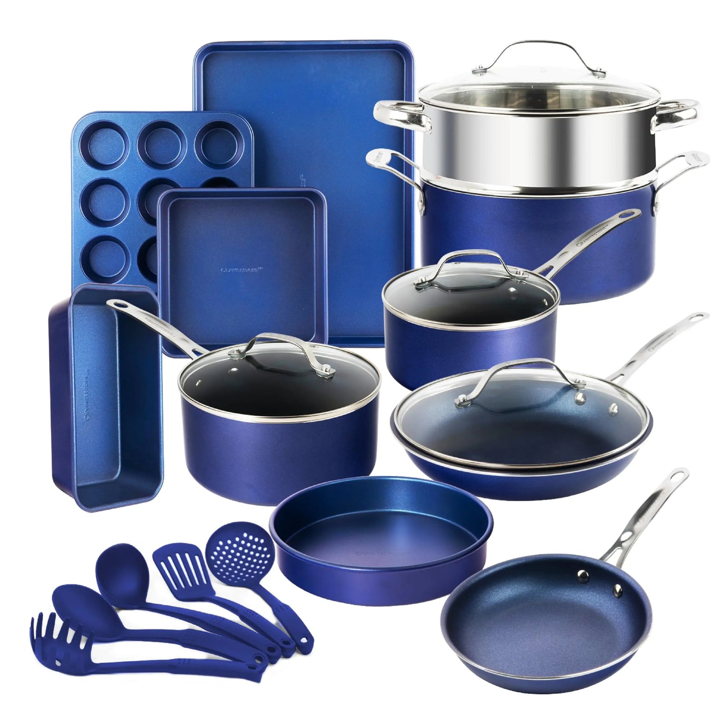 GraniteStone Blue 20-Piece Cookware Set